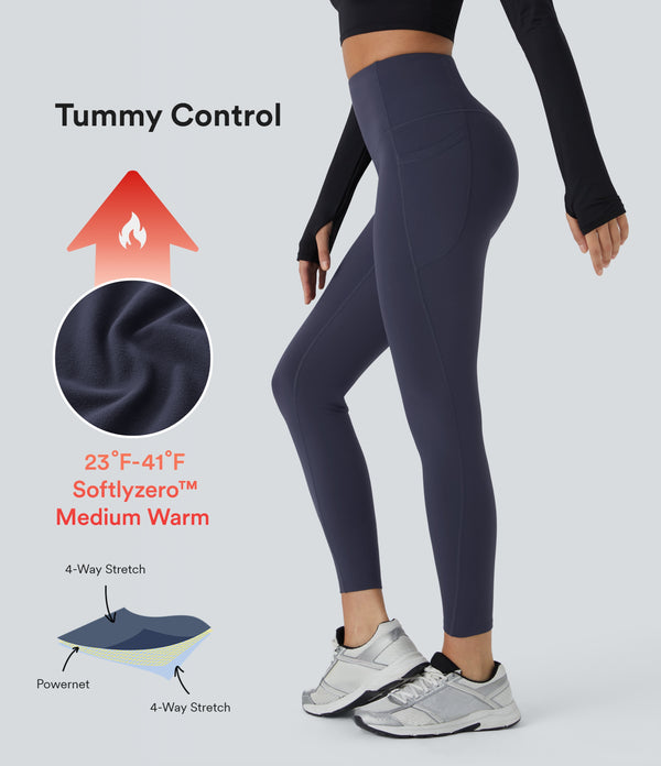 SoftlyZero™ Plush Thermal High Waisted Tummy Control Pocket Workout Leggings - Overture