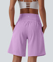 SoftlyZero™ Airy Super High Waisted 2-in-1 Cool Touch Yoga Shorts 9" with Pockets - Orchid Bouquet