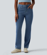Halara Flex™ Mid Rise Pockets Casual Bootcut Jeans - Denim Dark Blue