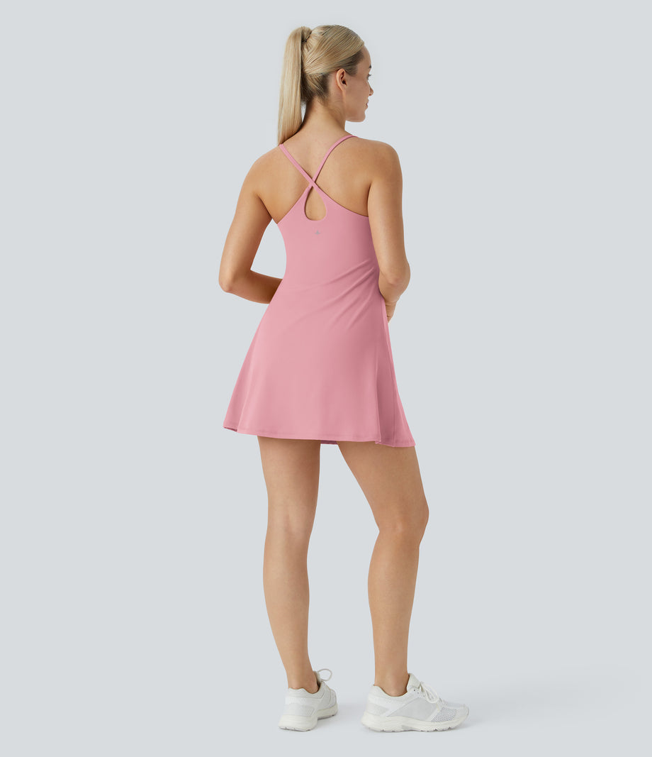 SoftlyZero™ Plush Backless Active Dress - Lemonade Pink