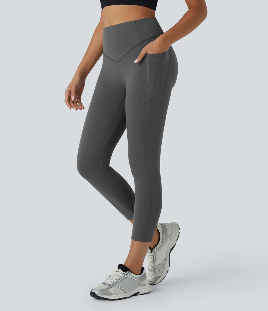 Halara UltraSculpt™ High Waisted Scrunch Butt Lifting Tummy Control Pocket Shaping Capri Training Leggings - Volcanic Ash