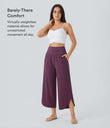 Breezeful™ High Waisted Tummy Control Split Hem Quick Dry Resort Pants with Pockets - Amaranth
