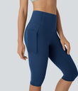 Halara UltraSculpt™ High Waisted Tummy Control Pedal Pusher Yoga Leggings with Pockets - Navy Peony