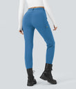 DayStretch High Waisted Zipper Pockets Solid Skinny Cargo Pants - Gloomy Blue