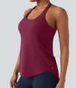 Halara UltraSculpt™ Round Neck Crisscross Back Running Tank Tops DD-F Cups - Red Plum