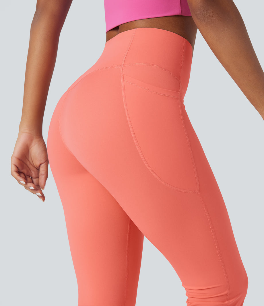 Halara UltraSculpt™ High Waisted Tummy Control Pocket Shaping Yoga Bootcut Leggings - Fusion Coral
