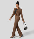 Halara Flex™ High Waisted Back Side Pocket Slight Flare Work Pants - Teak