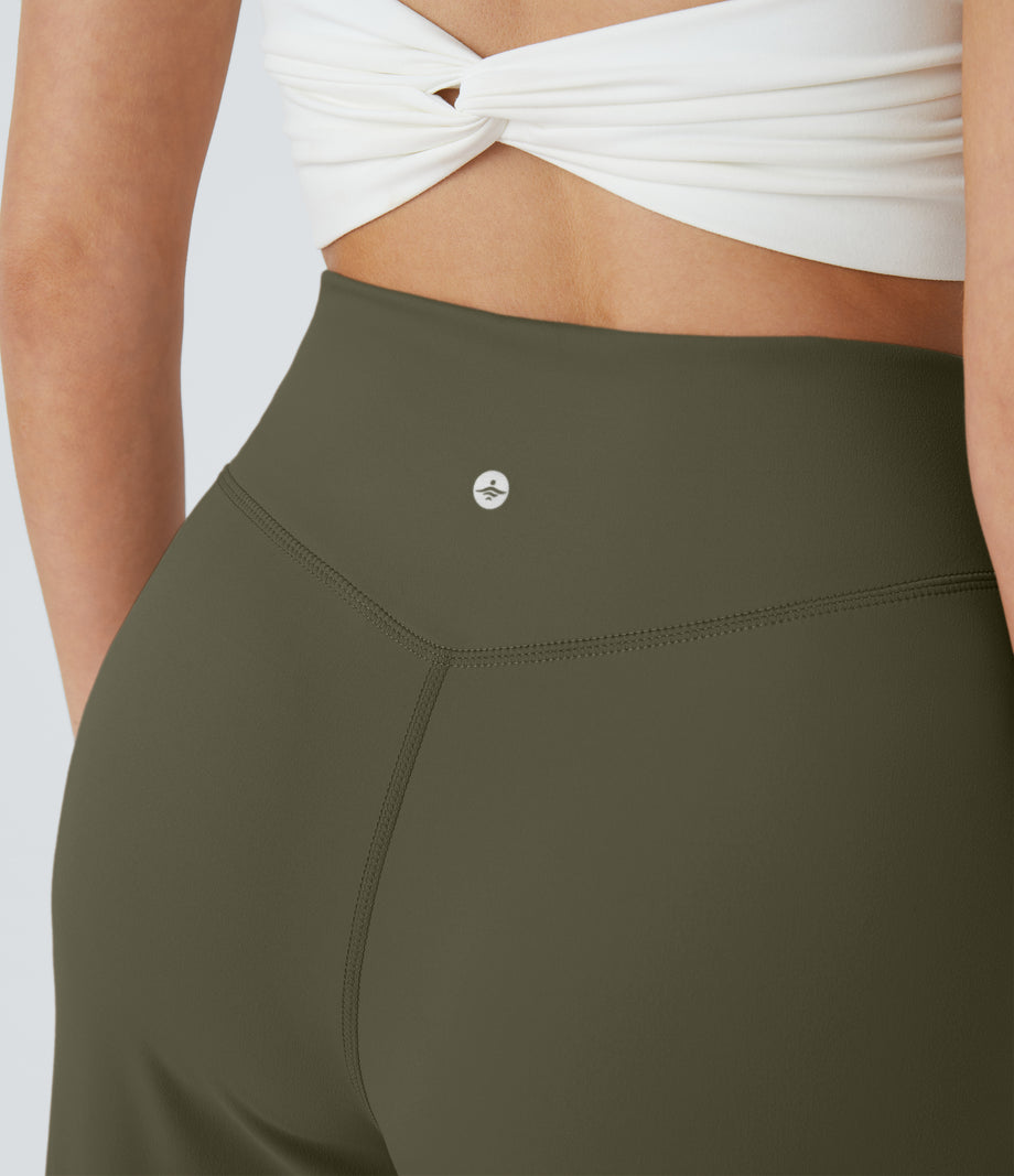 DayStretch Crossover Pocket Hem Wide Leg Yoga Pants-Smile - Forest Night