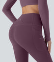 SoftlyZero™ Plush Thermal High Waisted Tummy Control Pocket Workout Leggings - Prune Purple