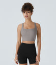 SoftlyZero™ Airy Square Neck Backless Crisscross Cropped Cool Touch Yoga Tank Top-UPF50+ - Gull
