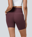 Halara UltraSculpt™ High Waisted Tummy Control Pocket Shaping Training Biker Shorts 7'' - Evening Red
