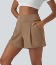 DayStretch High Waisted Work Baggy Shorts 4'' with Pockets - Burro