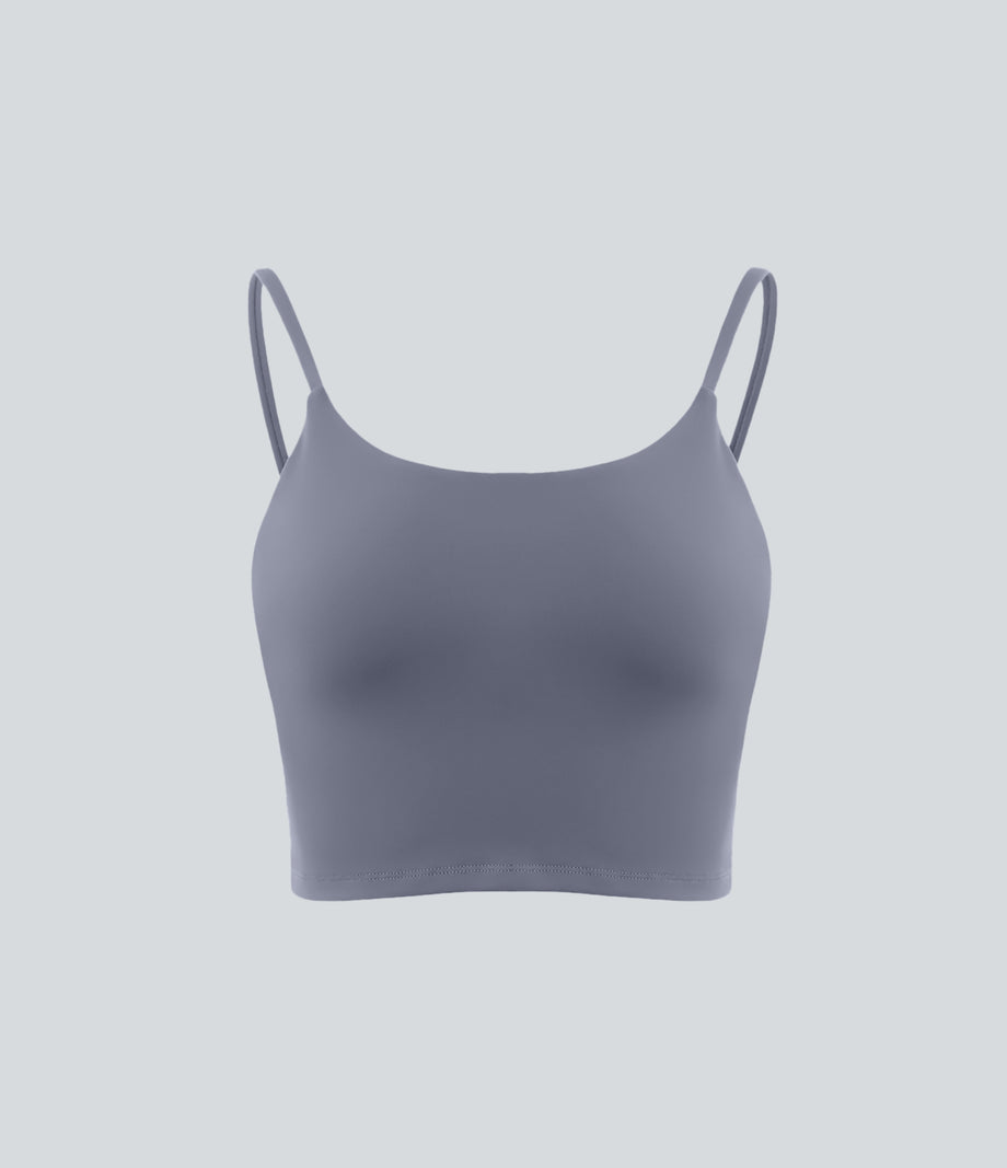 Basic Padded Workout Cropped Low Support Tank Top A-D Cups - Sweet Lavender
