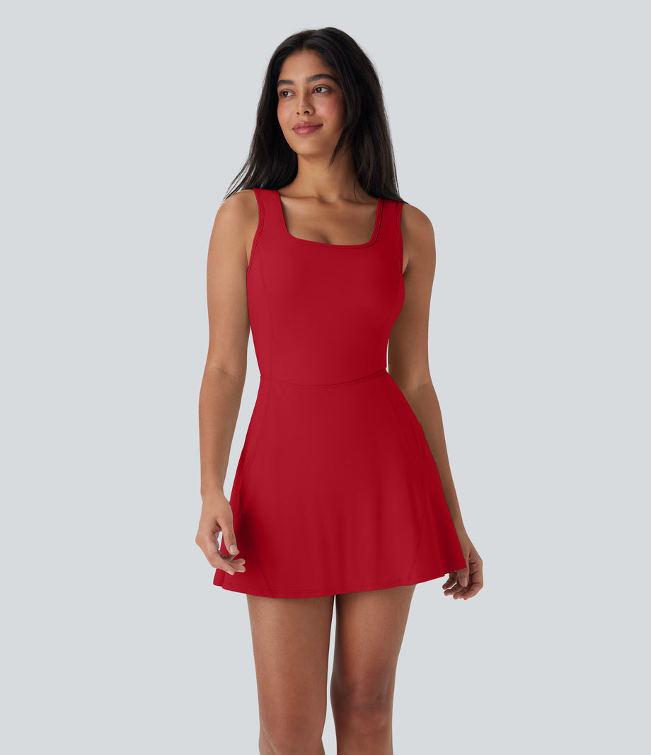SoftlyZero™ Airy U Neck 2-in-1 Pocket Mini Cool Touch Dance Active Dress-Easy Peezy - Salsa