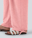 Crossover High Waisted Pocket Drawstring Casual Joggers - Creole Pink Floral Yarn