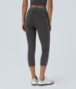 Halara Flex™ High Waisted Pocket Denim Capri Casual Leggings - Hemp Rope Black Denim