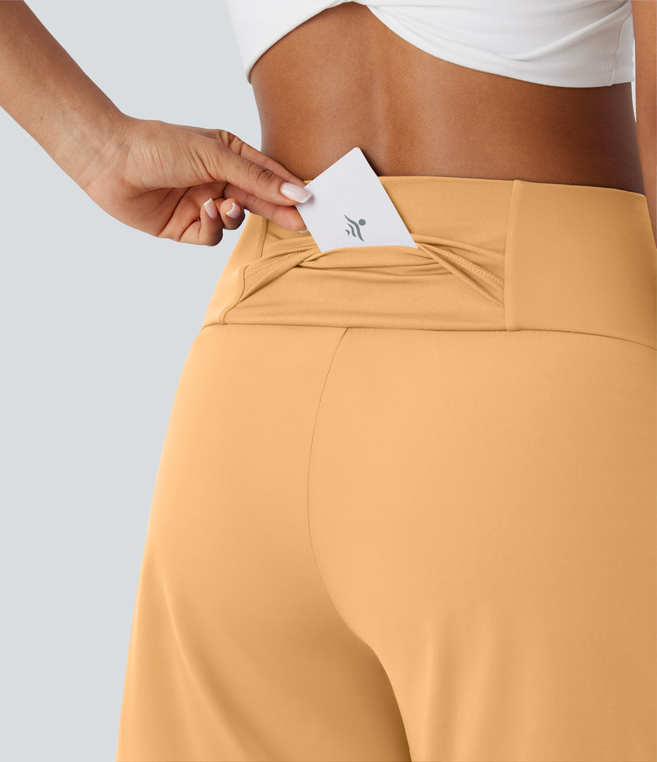 SoftlyZero™ Airy High Waisted Pockets Cool Touch Yoga Bermuda Shorts - Sunburst