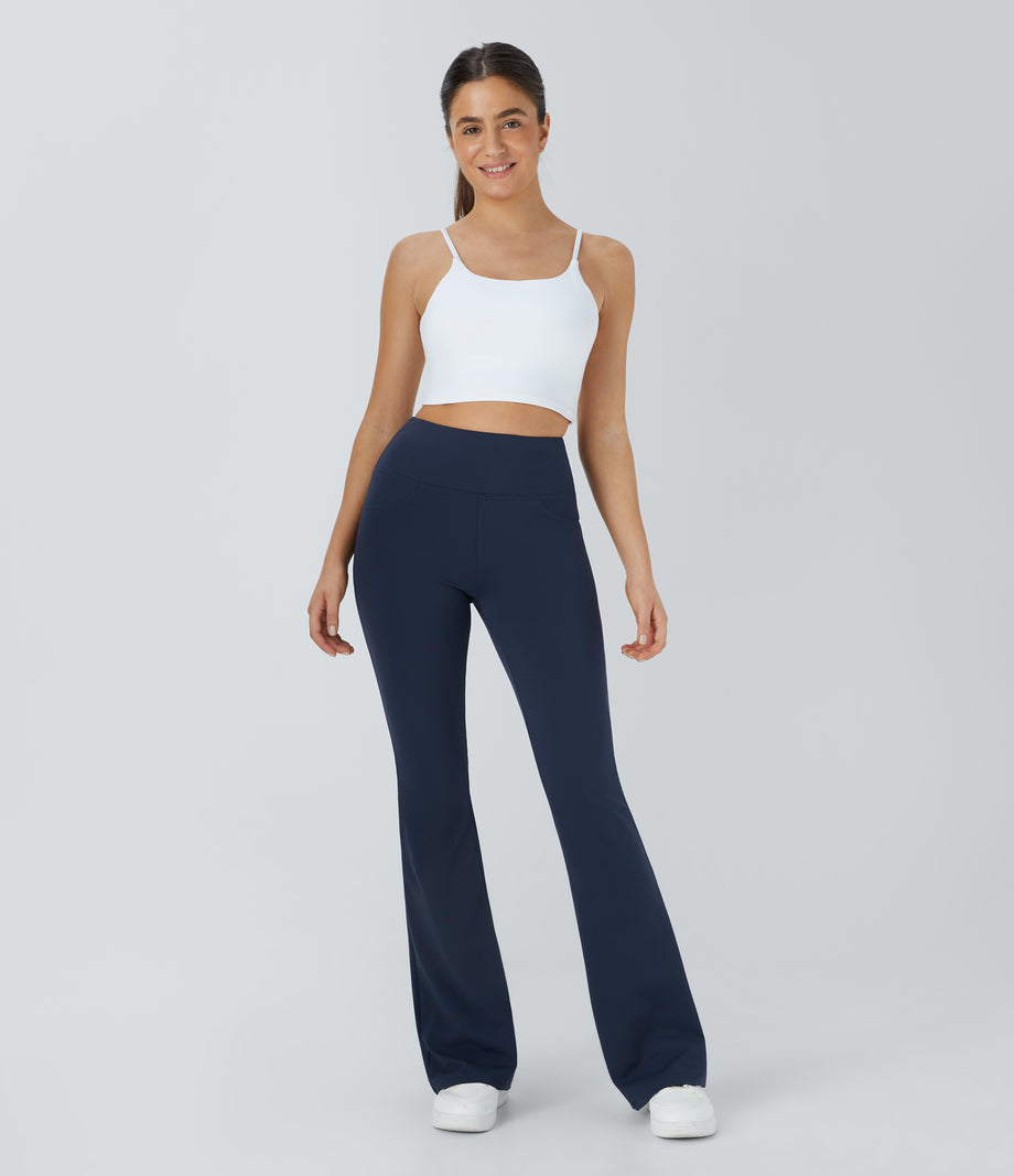 DayStretch High Waisted Pocket Flare Yoga Leggings - Midnight Blue