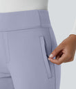 Halara Flex™ DayStretch Mid Rise Side Zipper Pocket Work Flare Pants - Icelandic Blue