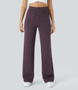 DayStretch High Waisted Pockets Straight Leg Casual Pants - Dusky Evening purple