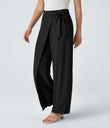 Halara Flex™ High Waisted Tie Side Wide Leg Work Pants - Black