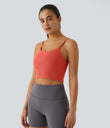 Basic Padded Workout Cropped Low Support Tank Top A-D Cups - Deep Sea Coral