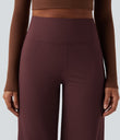 DayStretch High Waisted Tummy Control Wide Leg Baggy Yoga Pants with Pockets - Red Mahogany