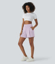 DayStretch High Waisted Work Baggy Shorts 4'' with Pockets - Orchid Hush