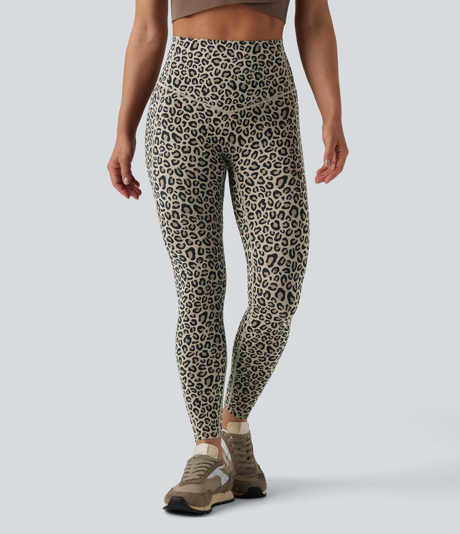Halara UltraSculpt™ Leopard Print High Waisted Tummy Control Yoga Leggings with Pockets - Desert Taupe Leopard