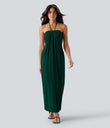 Halter Tie Back Maxi Dress with Pockets - Emerald Green