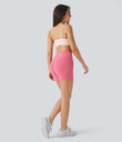 SoftlyZero™ Plush High Waisted Crossover Ruched Yoga Shorts 5'' - Begonia Rouge