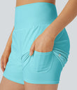 SoftlyZero™ Airy Super High Waisted 2-in-1  Cool Touch Yoga Shorts 5'' with Pockets-Longer Length - Loka Blue