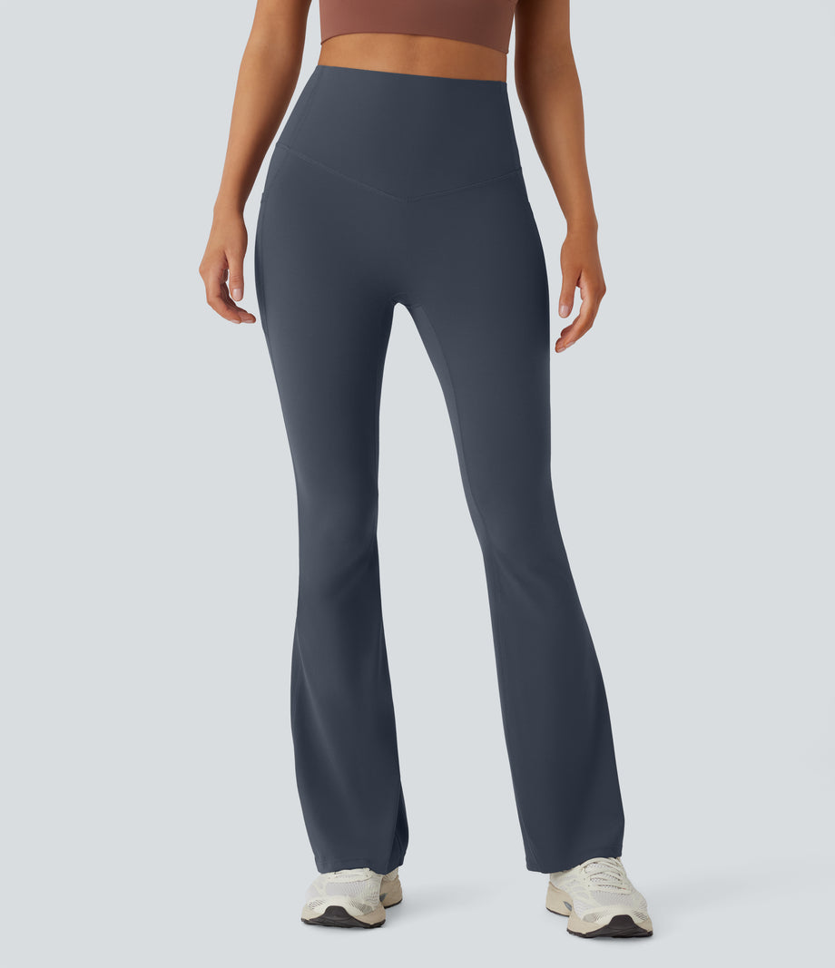 Halara UltraSculpt™ High Waisted Tummy Control Pocket Shaping Yoga Bootcut Leggings - Silent Blue
