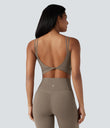 Halara UltraSculpt™ Double Straps Twisted Backless Cropped Yoga Tank Top - Dawn Brown