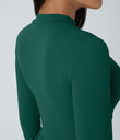Mock-neck Long Sleeve Pocket Flare Maxi Casual Dress - Rain Forest