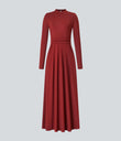 Mock-neck Long Sleeve Pocket Flare Maxi Casual Dress - Emboldened