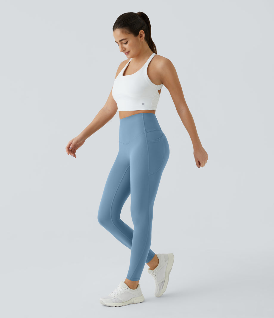 Halara UltraSculpt™ High Waisted Tummy Control Pocket Shaping Training Leggings - Whale Blue