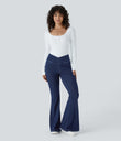 Halara Flex™ High Waisted Crossover Pocket Cool Touch Washed Casual Jeans - Gloomy Blue Denim