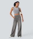 Halara Flex™ High Waisted Stripe Wide Leg Flowy Washed Casual Jeans with Pockets - Cool Gray Denim