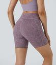 High Waisted Pocket Running Biker Shorts - Mauve