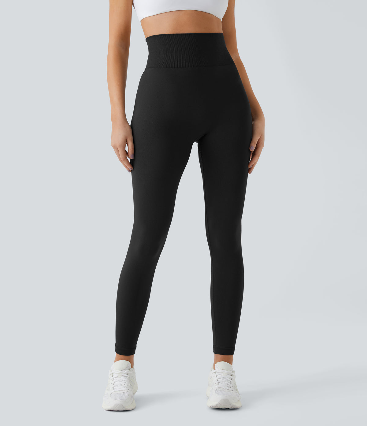 OneForm Seamless Flow High Waisted Ruched Plain Leggings - Black