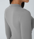 Mock-neck Long Sleeve Pocket Flare Maxi Casual Dress - Ultimate Gray