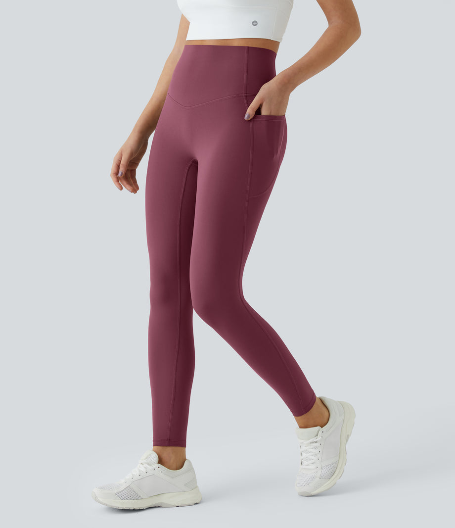Halara UltraSculpt™ High Waisted Tummy Control Pocket Shaping Training Leggings - Evening Red