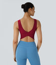 U Neck Crossover Barre Ballet Dance Tank Top A-D Cups - Scarlet Sage