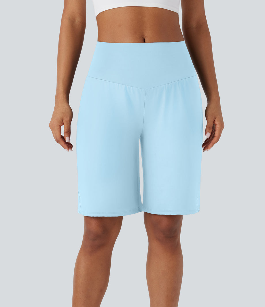 SoftlyZero™ Airy High Waisted Pockets Cool Touch Yoga Bermuda Shorts - Spun Sugar