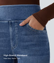 Halara Flex™ High Waisted Pockets Washed Casual Bootcut Jeans - Royal Blue Denim