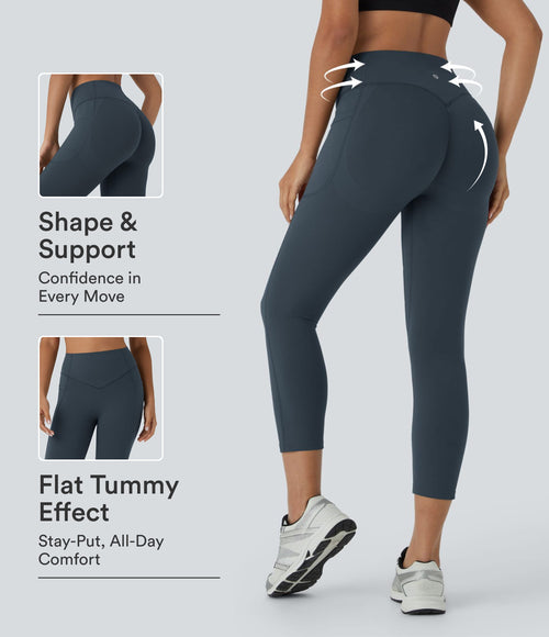 Halara UltraSculpt™ High Waisted Scrunch Butt Lifting Tummy Control Pocket Shaping Capri Training Leggings - Carbon