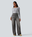 Halara Flex™ High Waisted Stripe Wide Leg Flowy Washed Casual Jeans with Pockets - Iron Gate Denim