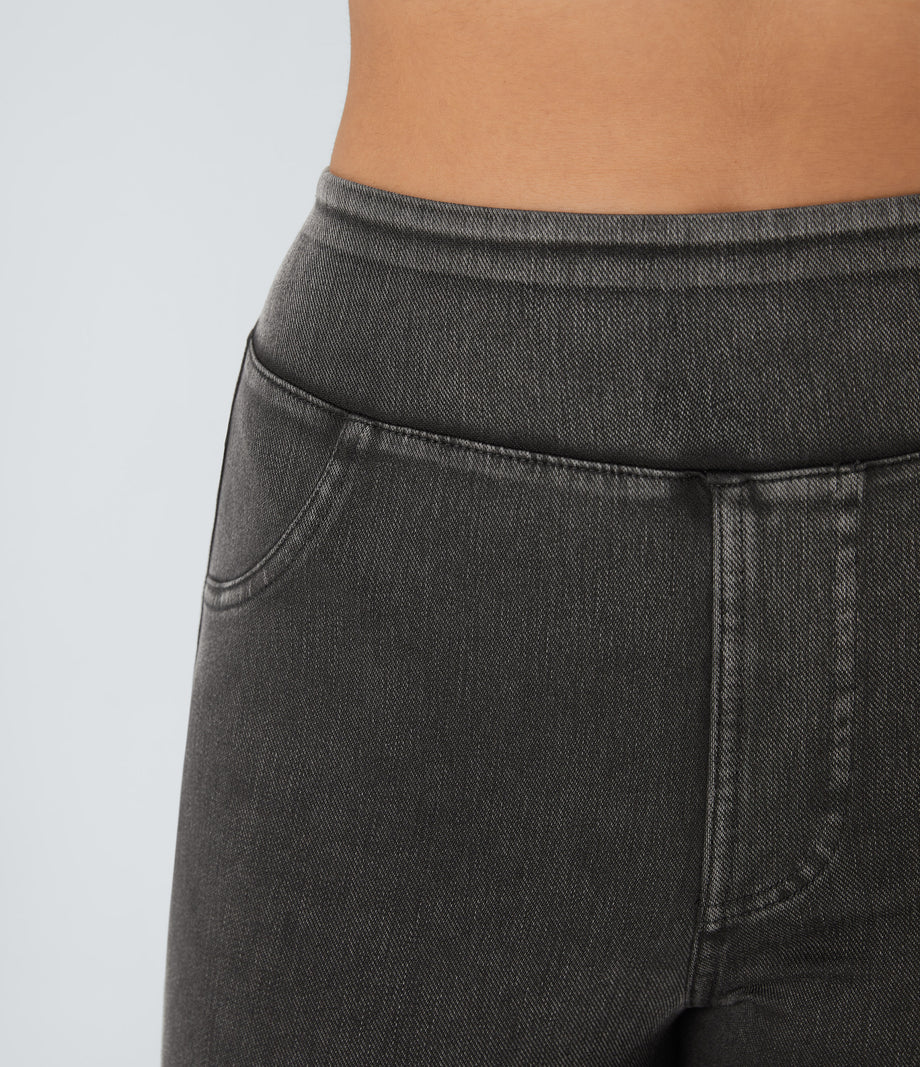 Halara Flex™ High Waisted Pocket Denim Casual Leggings - Hemp Rope Black Denim