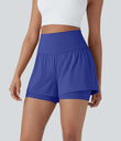 SoftlyZero™ Airy Super High Waisted 2-in-1 Cool Touch Yoga Shorts 5'' with Pockets - Aster Blue